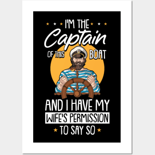 I am the Captain of this Boat Pontoon Boat Motor Boating Posters and Art